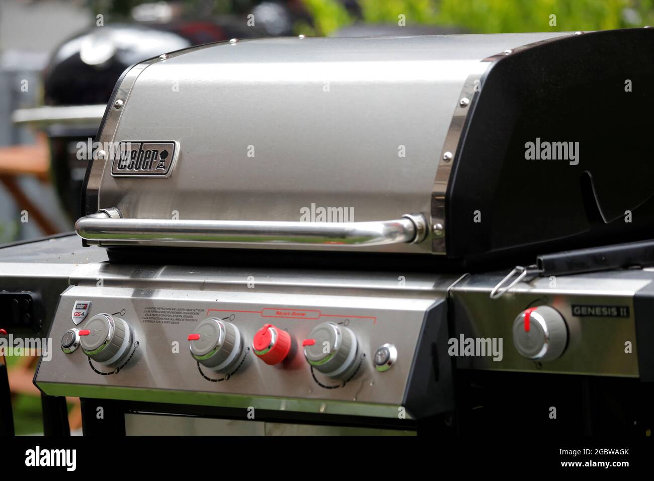 A Weber grill is seen outside the New York Stock Exchange (NYSE) as Weber  Inc. celebrated their initial public offering (IPO) in Manhattan, New York  City, U.S., August 5, 2021. REUTERS/Andrew Kelly