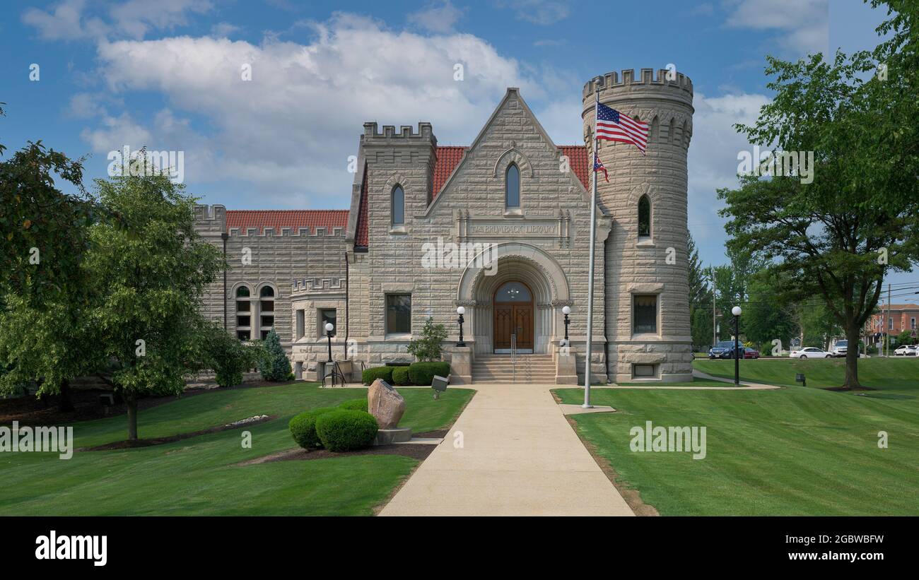 Front of the historic Brumback Library at 215 W Main Street in Van Wert, Ohio Stock Photo