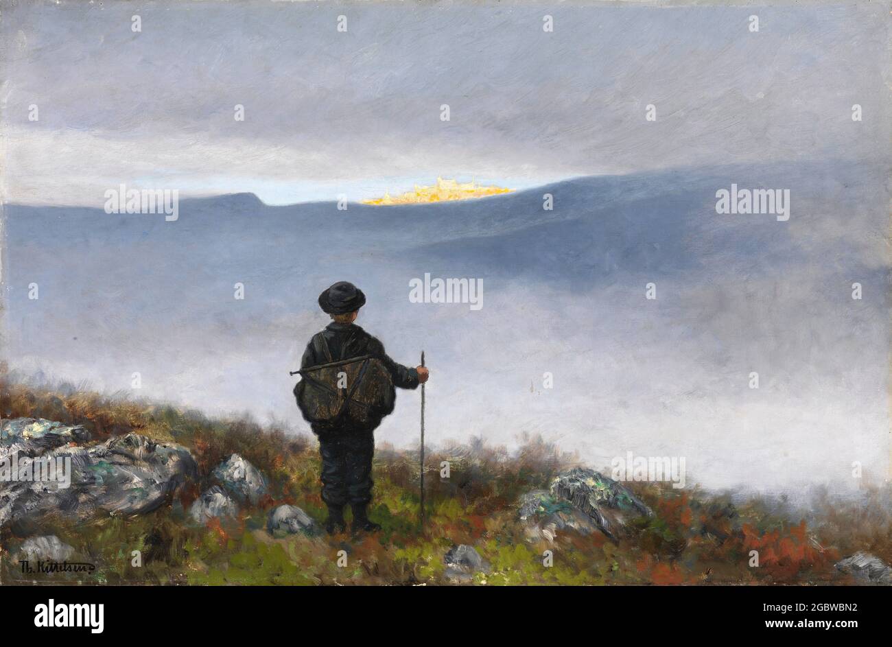 Theodor Kittelson. Painting entitled 'Far, Far away Soria Moria Palace shimmered like Gold' by the Norwegian artist, Theodor Severin Kittelsen (1857-1914), oil on canvas, 1900 Stock Photo