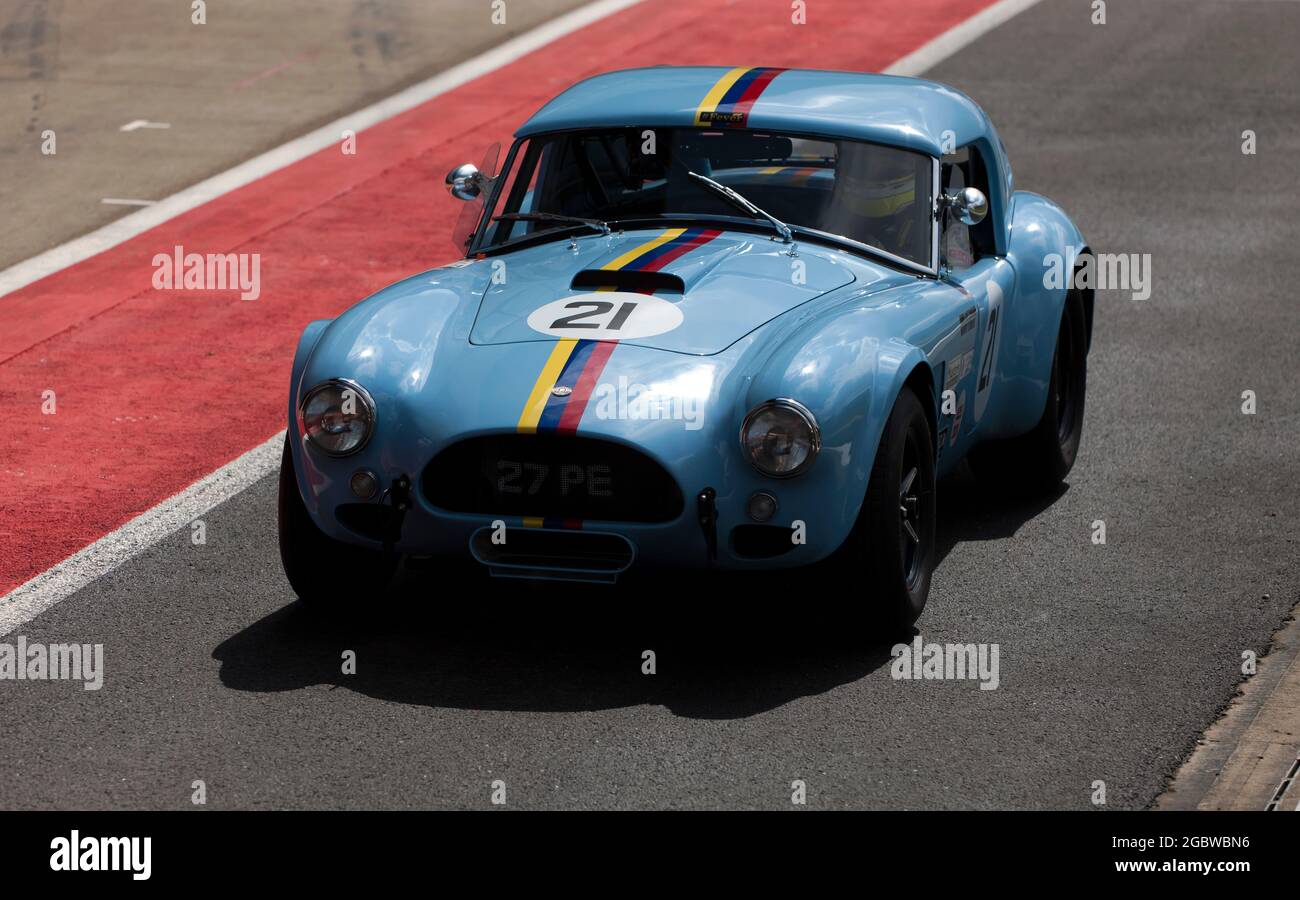 The Shelby Cobra of James Cottingham,  in the pit lane before the start of the International Trophy For Classic Pre-66 GT Cars Stock Photo