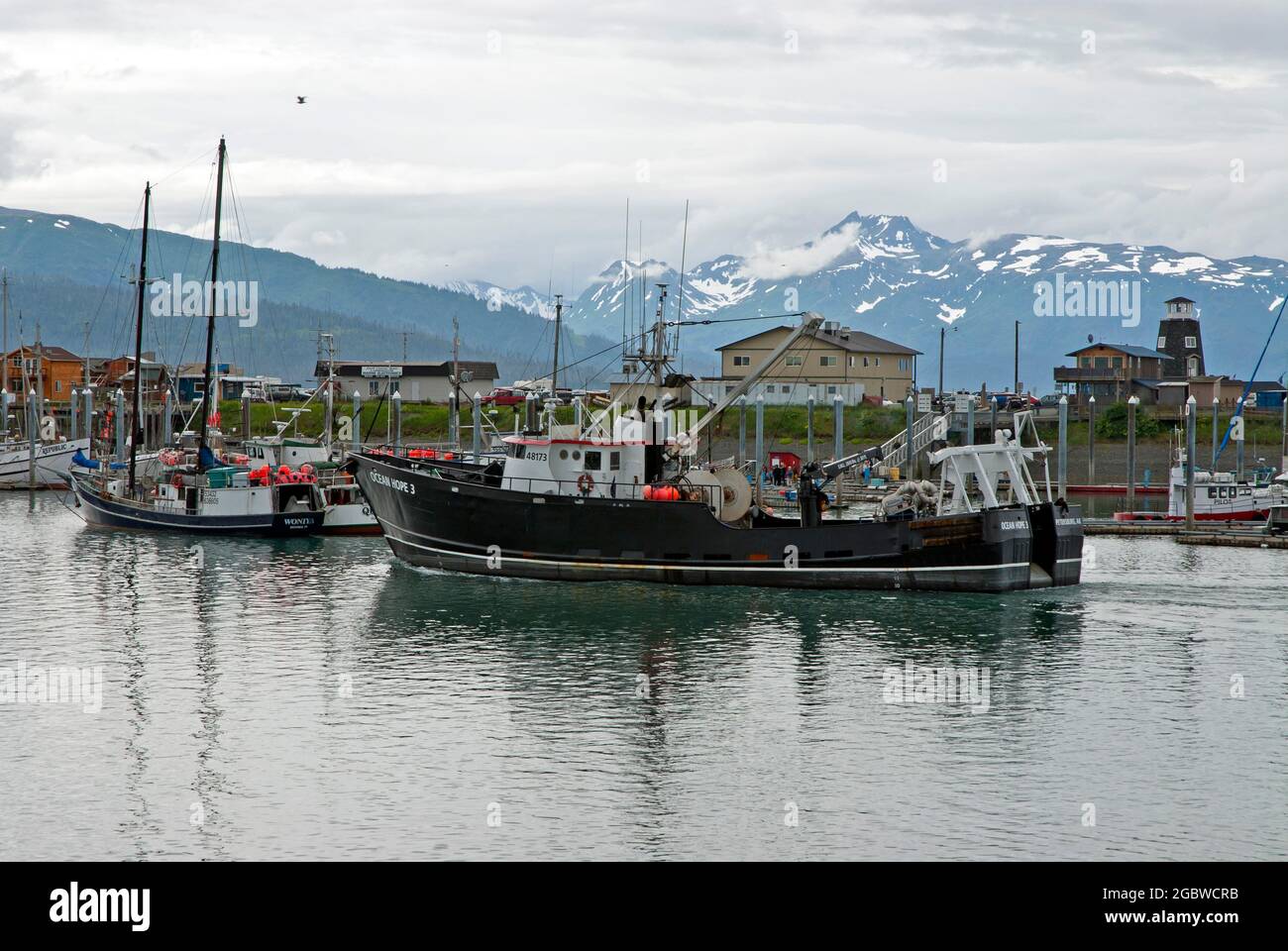 Boats in the Marina,  Homer spit, Alaska Stock Photo
