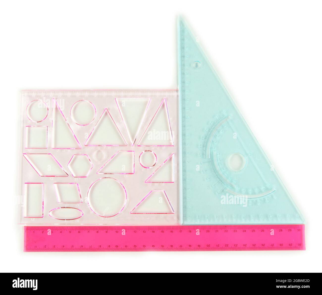 Plastic rulers isolated on white Stock Photo Alamy