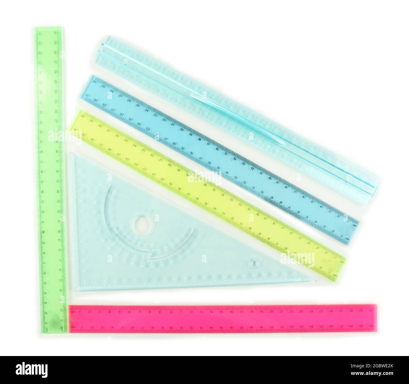 Plastic rulers isolated on white Stock Photo Alamy