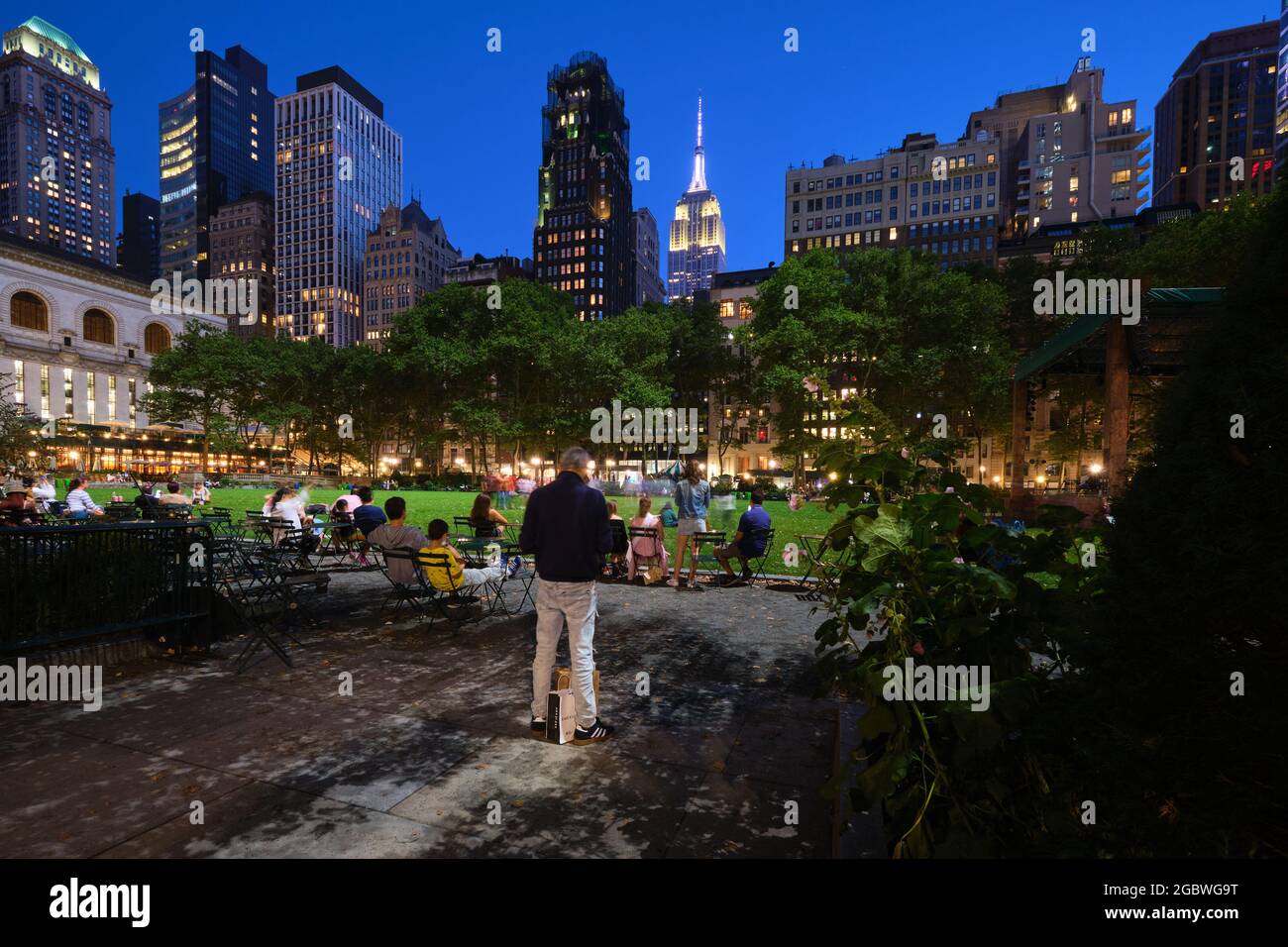 Independence day night at Bryant park, Manhattan, New York City Stock