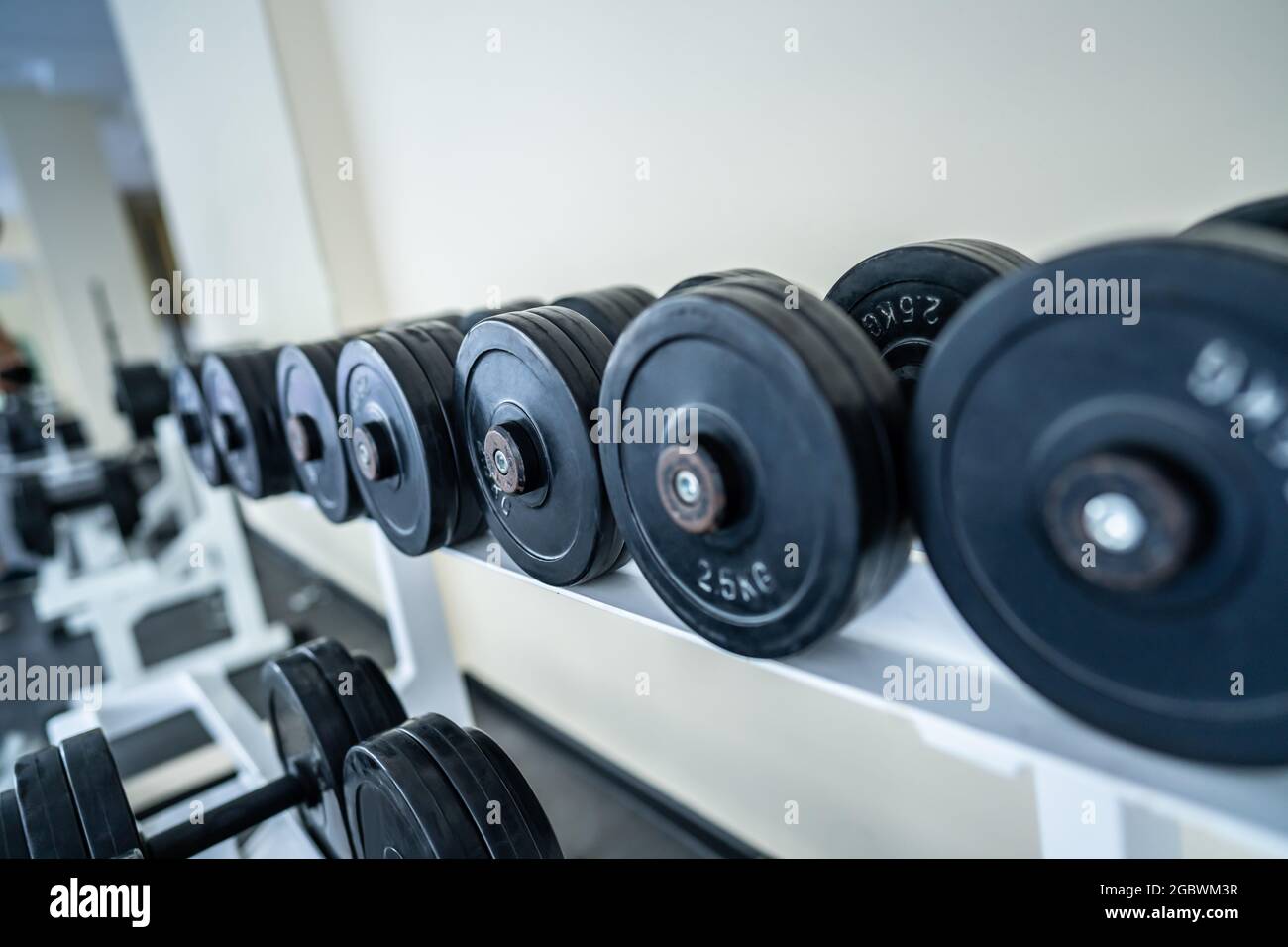 Gym Training Various Iron And Sport Workout Weights Collection Stock Photo