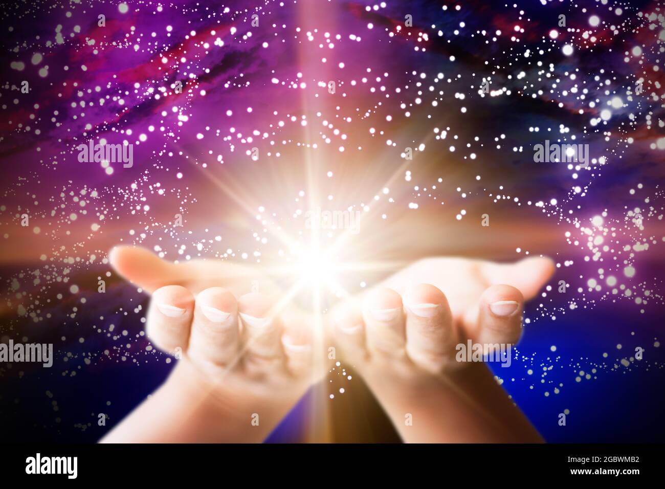 Spiritual Psychic Heal Energy. Reiki Field Light Stock Photo