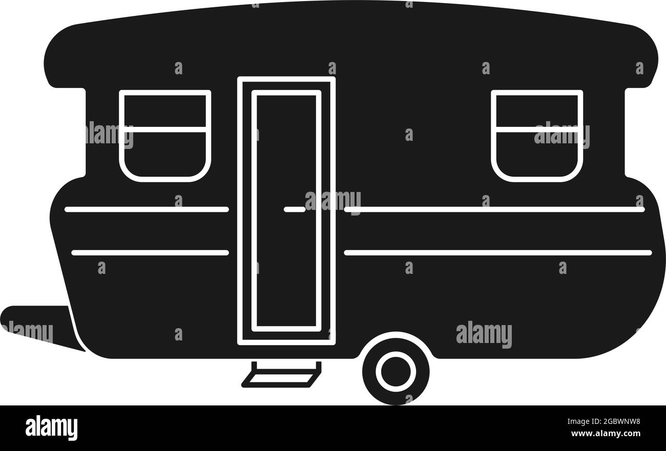 Vintage caravan trailer for camping and travel in vector icon Stock Vector