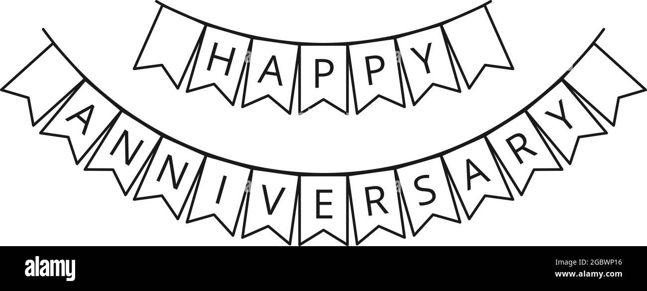Happy anniversary celebration banner of bunting or party flags in vector Stock Vector
