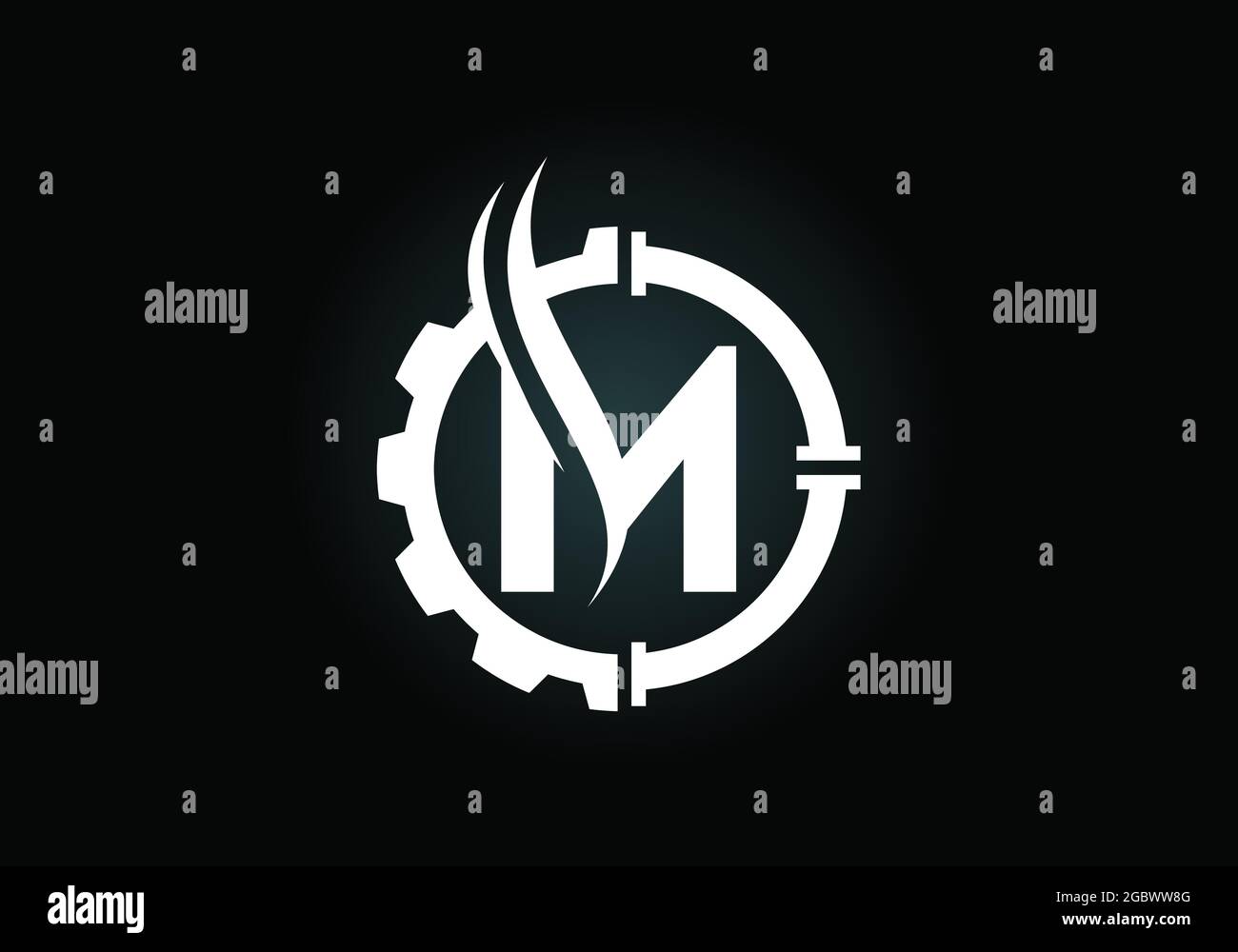 Initial M monogram alphabet with gear pipe and flame. Oil and gas logo concept. Font emblem. Modern vector logo for petroleum business and company Stock Vector