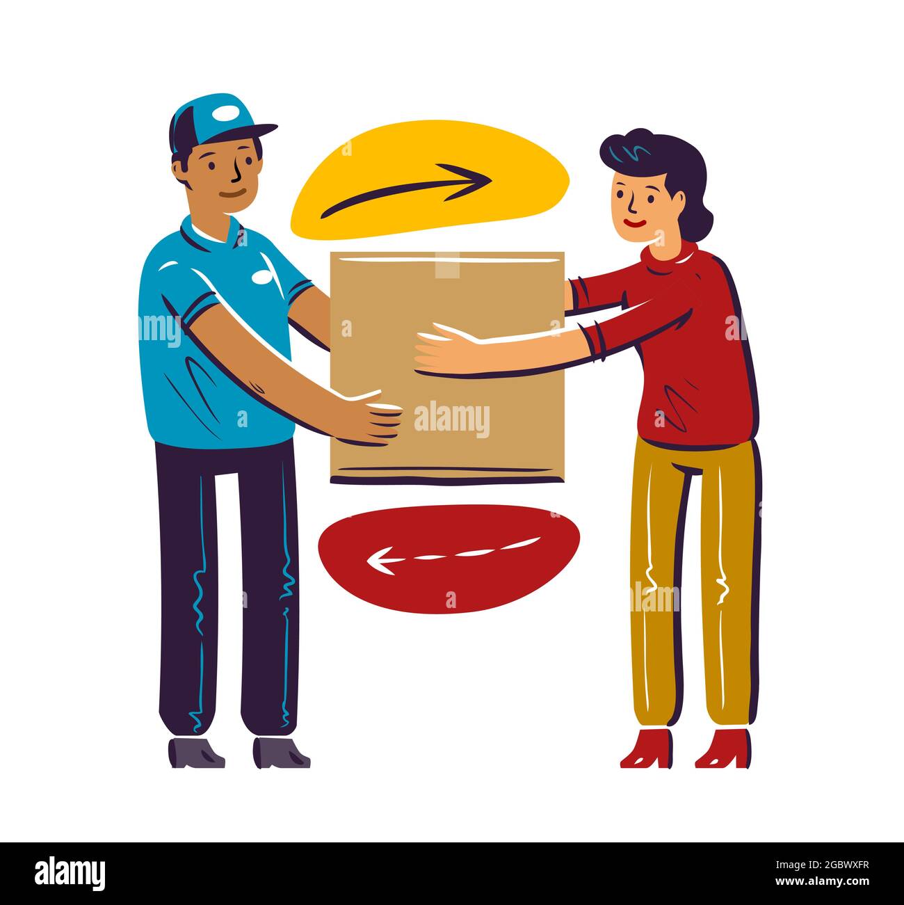Express delivery service, parcel transportation concept. Courier gives