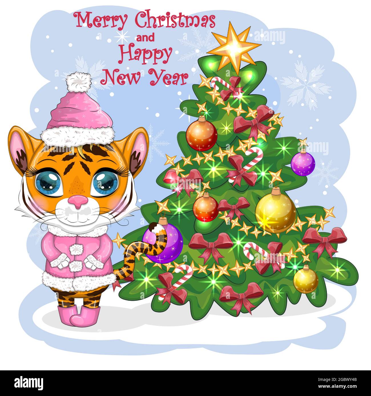 Cartoons Christmas 2022 Cartoon Tiger In A Hat, Fur Coat, Boots Wishes Happy New Year 2022 Near The  Christmas Tree. Children's Style, Sweetheart. Symbol Of The Year 2022. Gre  Stock Vector Image & Art - Alamy