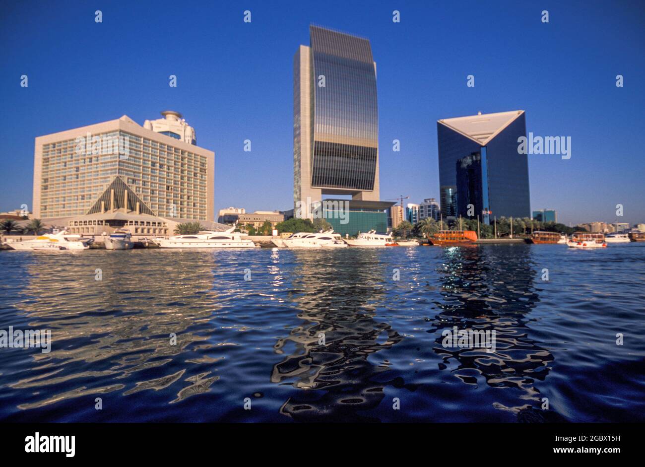 Abra boat ride across the Dubai Creek, Dubai, United Arab Emirates Stock Photo