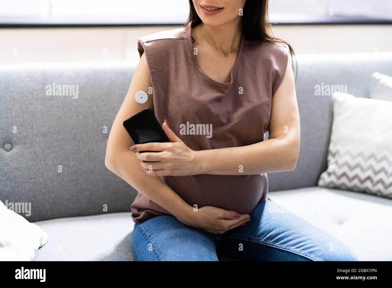 Continuous Glucose Monitor Blood Sugar Test Smart Phone App Stock Photo