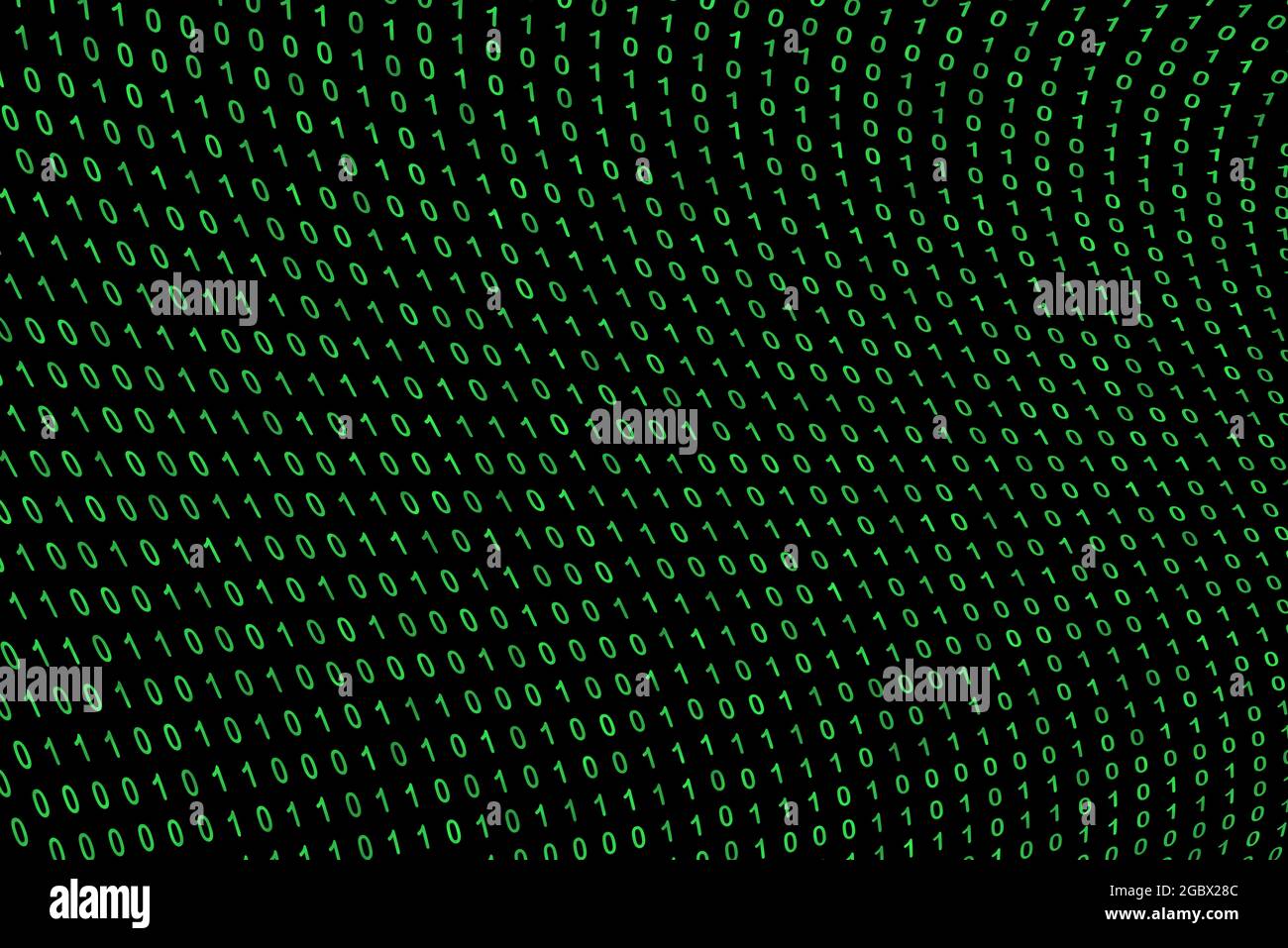 binary code grid from bright green digits on black background, matrix ...