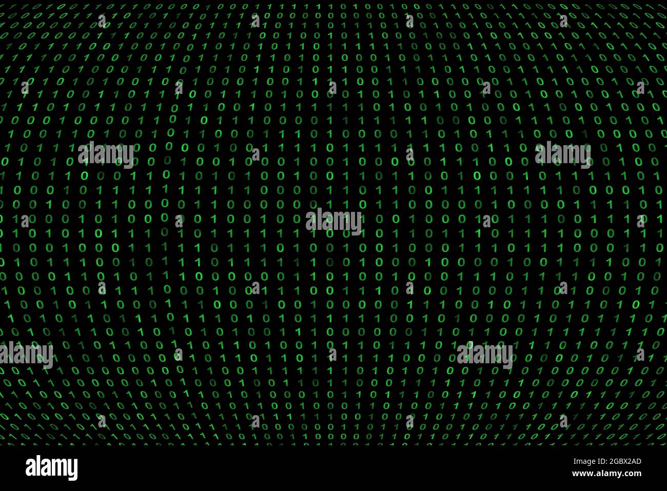 binary code grid from bright green digits on black background, matrix ...