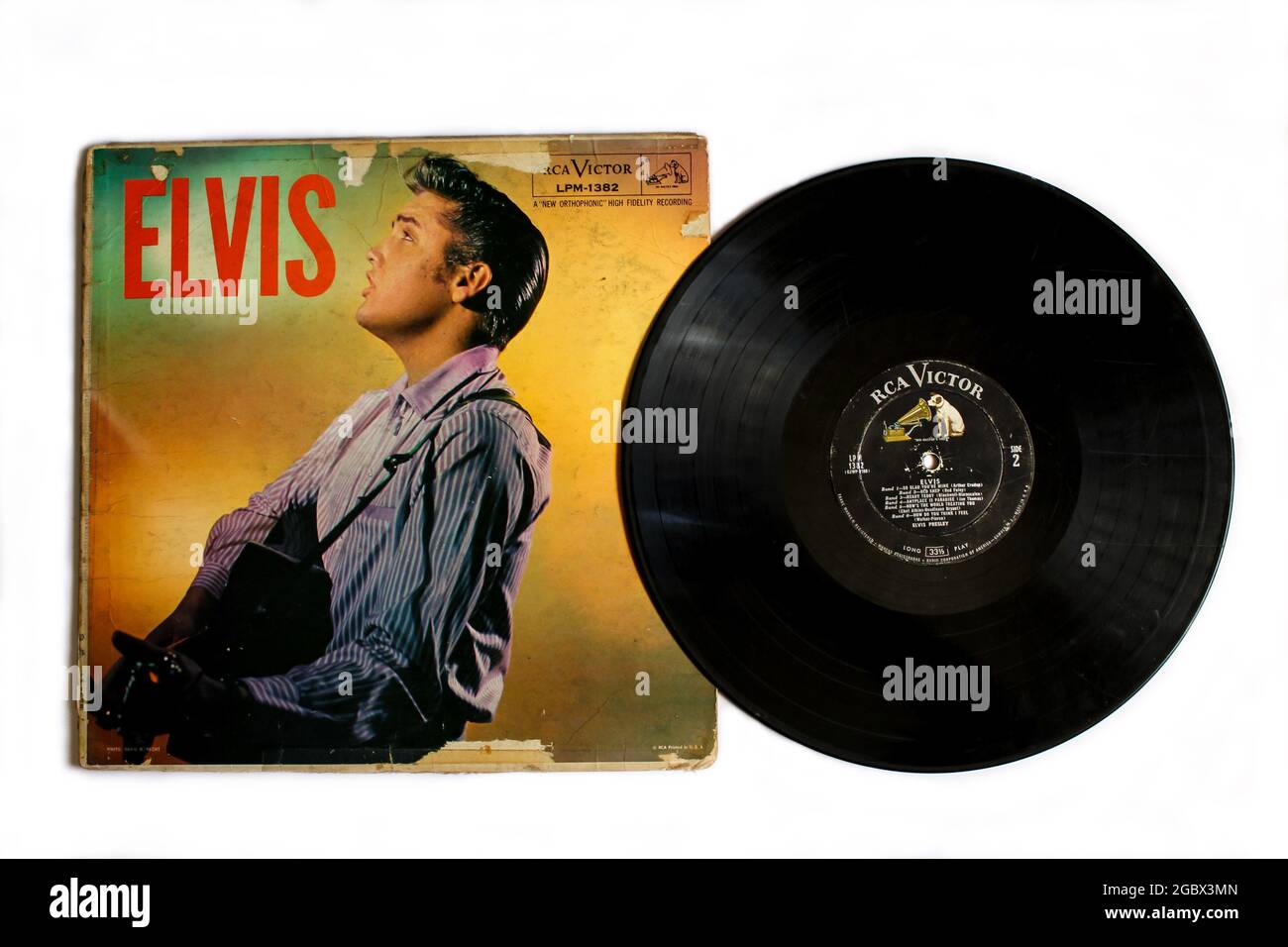 Rock and Gospel artist, Elvis music album on vinyl record LP disc. Titled: Elvis Presley No. 2 album cover, self titled Stock Photo
