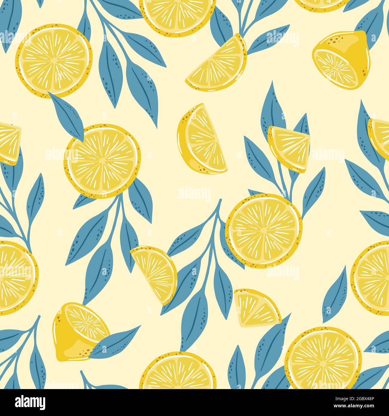 Seamless pattern of hand drawn lemons. Citrus fruit background. Perfect ...