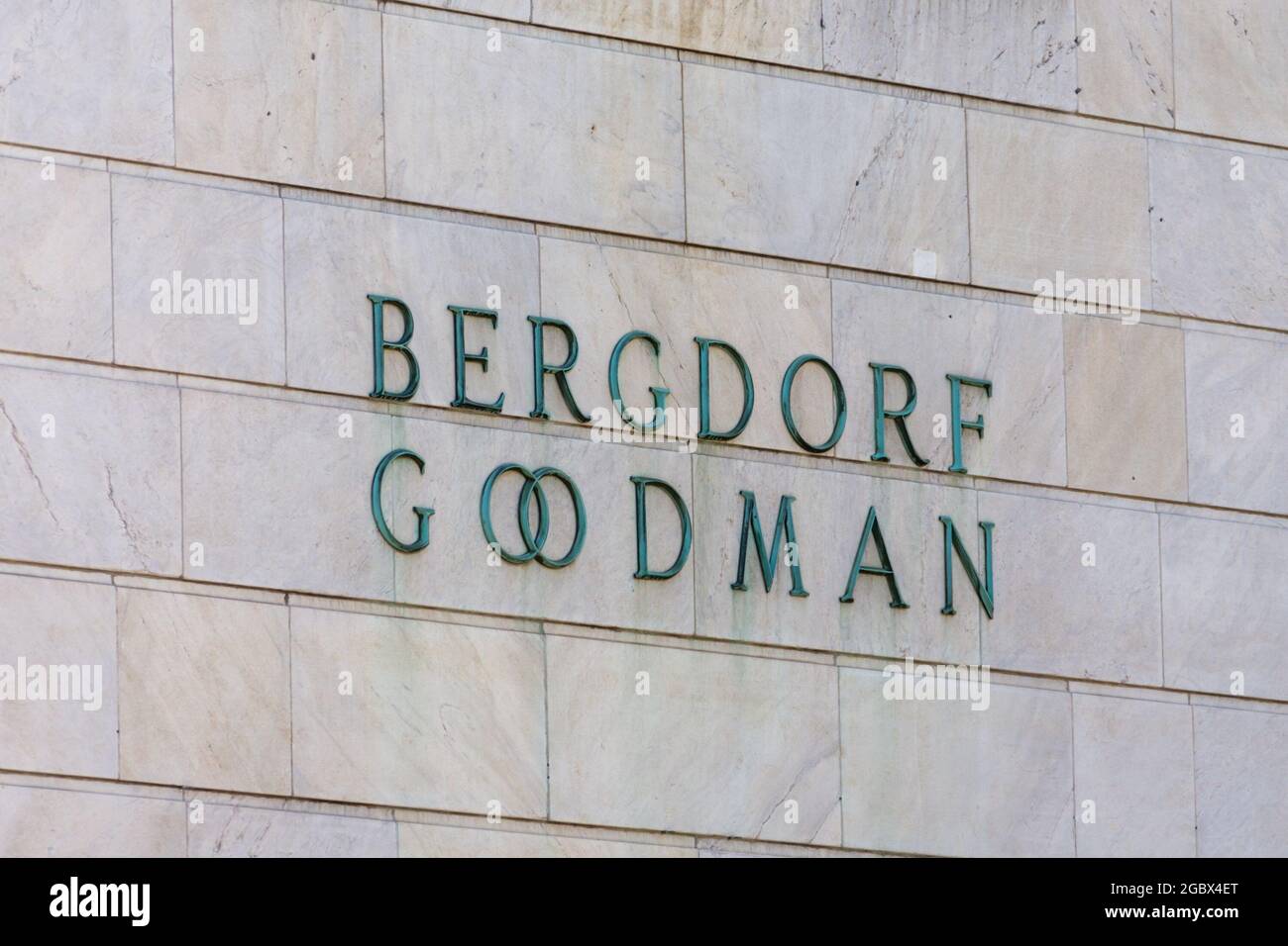 NEW YORK, USA - MAY 15, 2019: Bergdorf Goodman store sign in New York Manhattan Stock Photo