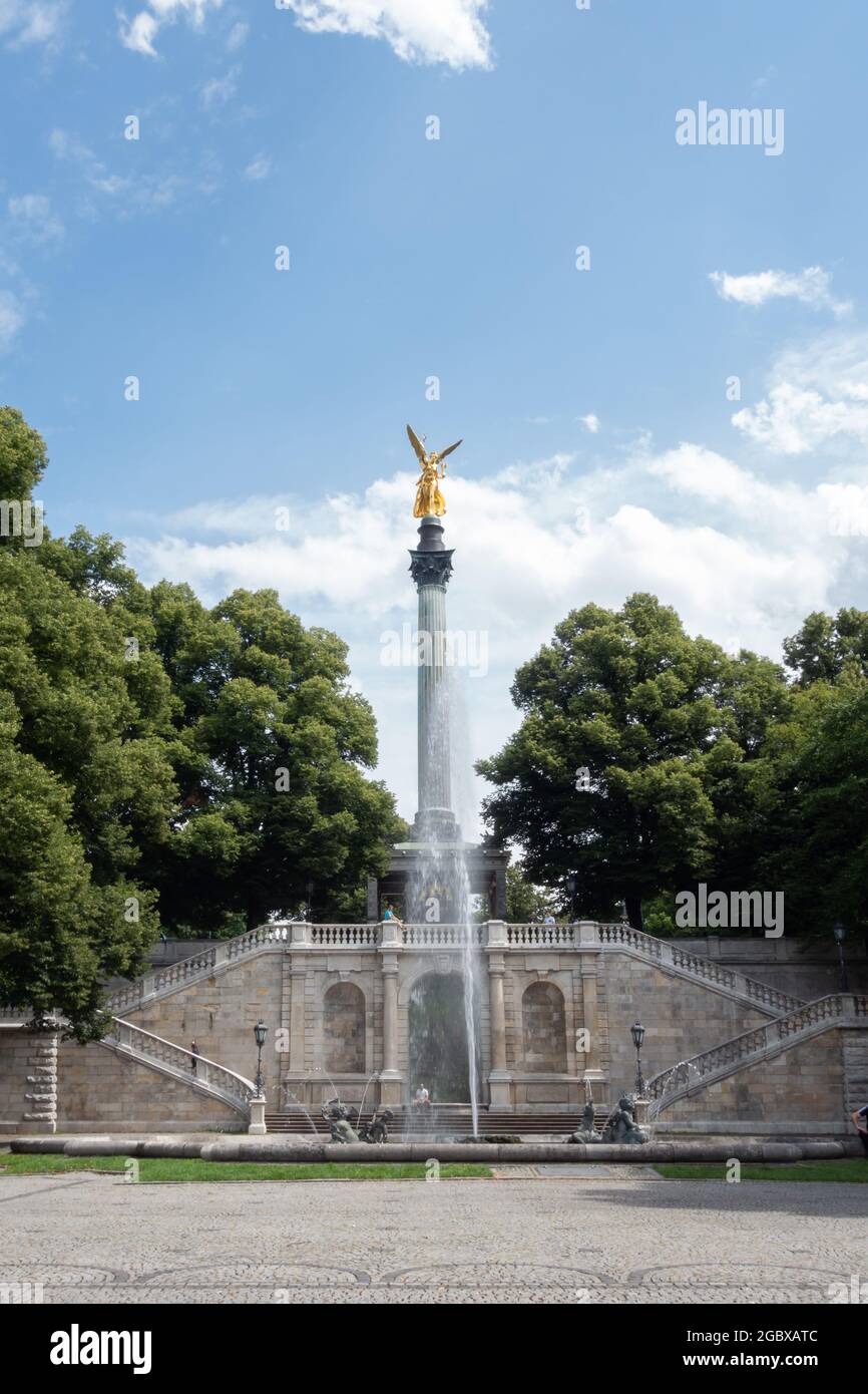 Peace Monument and Prinzregent-Luitpold Terrace in Munich, Germany. Stock Photo