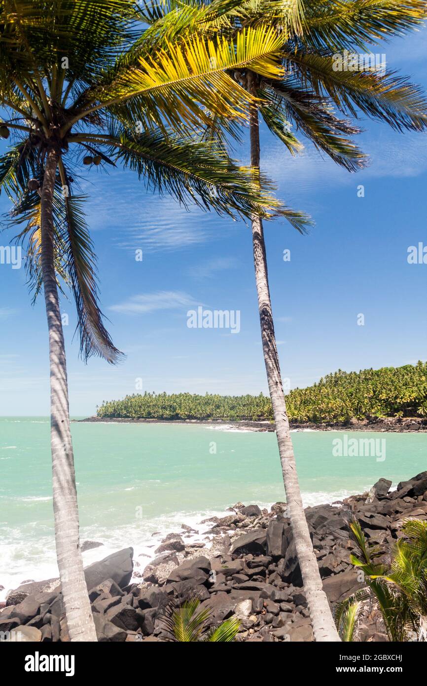 View of Ile Saint Joseph island from Ile Royale in archipelago of Iles du Salut (Islands of Salvation) in French Guiana Stock Photo