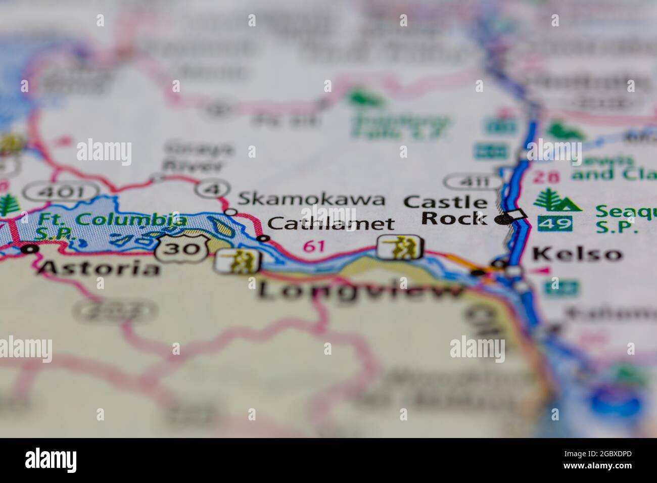 Cathlamet Washington State USA shown on a road map or Geography map Stock Photo Alamy