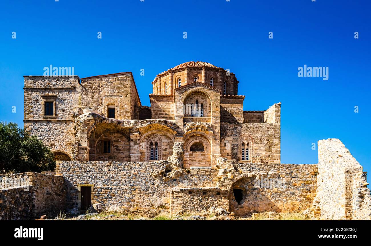 View on church of Panagia Odigitria in Byzantine town of Monemvasia, Stock Photo