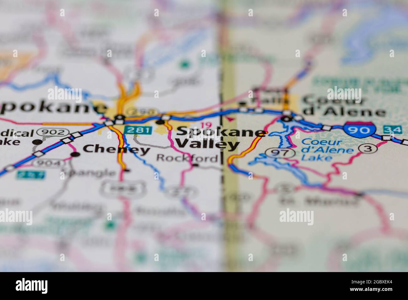 Spokane Valley Washington State Usa Shown On A Road Map Or Geography Map 2GBXEK4 