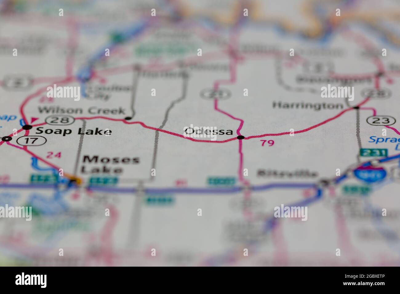 Odessa Washington State USA shown on a road map or Geography map Stock Photo Alamy