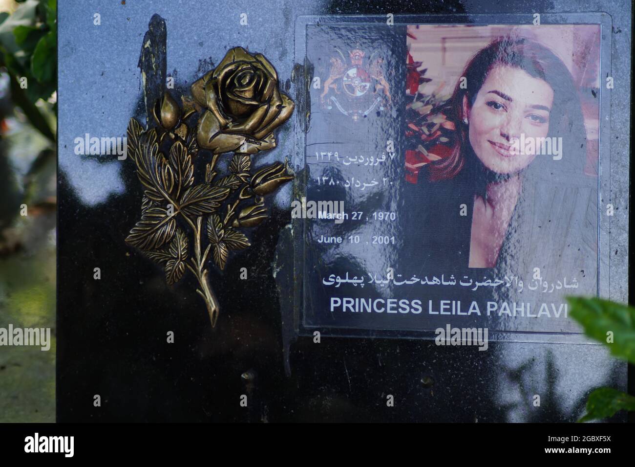 Grabstätte von Prinzessin Leila Pahlavi - Friedhof Passy in Paris Stock Photo