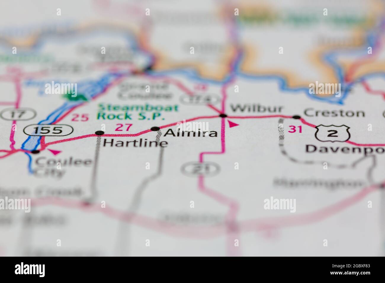 Almira washington on a map hires stock photography and images Alamy
