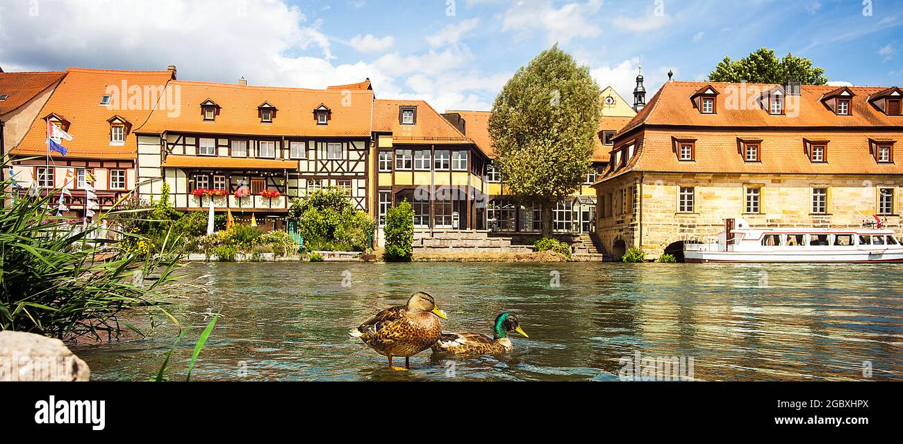 Bamberg in Upper Franconia Bavaria on the banks of the Regnitz Stock Photo