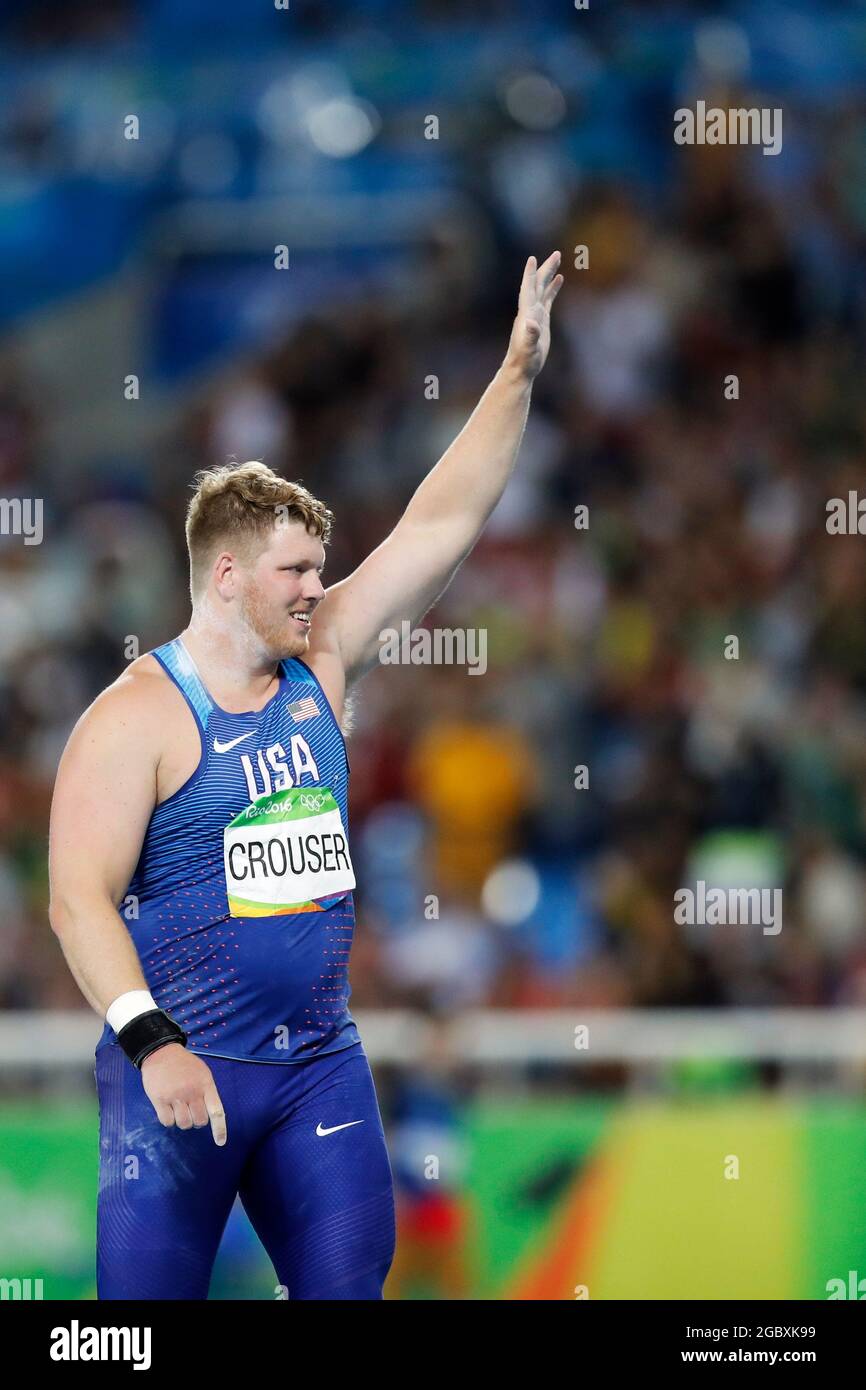 Ryan Crouser of USA team shot put wins gold medal at the Rio 2016 Summer Olympic Games track and field, world athletics Stock Photo