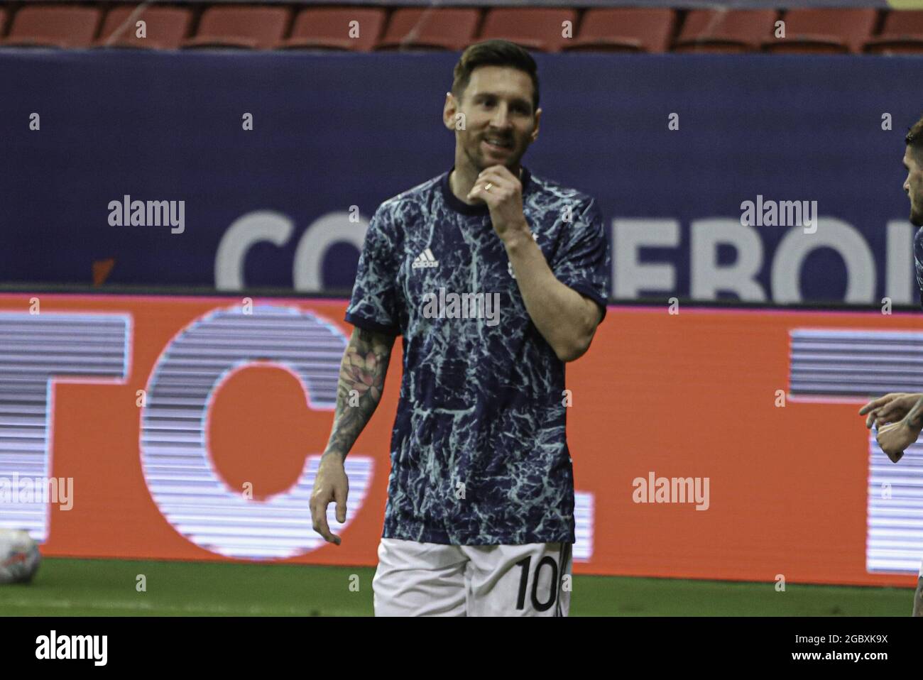 Rio de Janeiro, Rio de Janeiro, Brasil. 5th Aug, 2021. Archive* (SPO) Barcelona announces departure of player Lionel Messi. August 5, 2021, Brazil: Messi in Argentina team match on July 6, 2021 for Copa America in Brazil. Lionel Messi is no longer a Barcelona player. On afternoon of Thursday 5, the Catalan club announced departure of the striker, who had been without a contract since the end of last season. Argentine ace leaves the Camp Nou after nearly 21 years between youth and professional categories. According to a statement released by Barca, Argentine had reached an agreement for a new Stock Photo