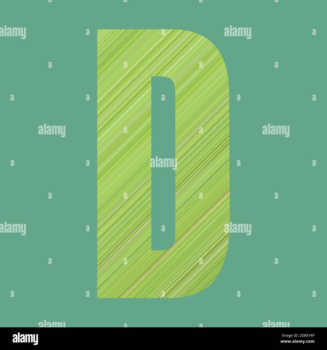 Alphabet letters of shape D in green pattern style on pastel green ...