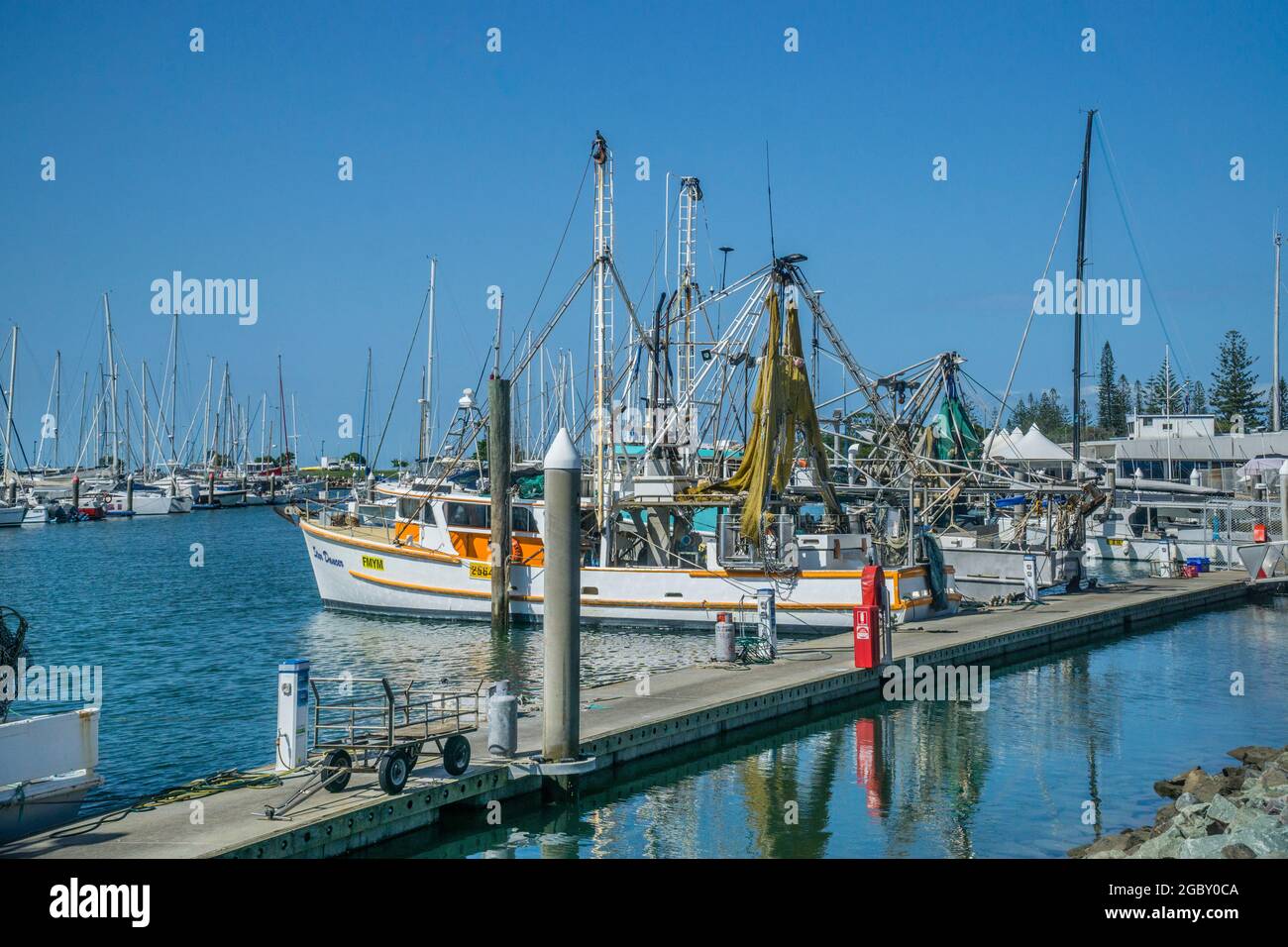 fishing vessels moored at Scarborough Harbour, Redcliffe Peninsula, Moreton Bay, Southeast Queensland, Australia Stock Photo