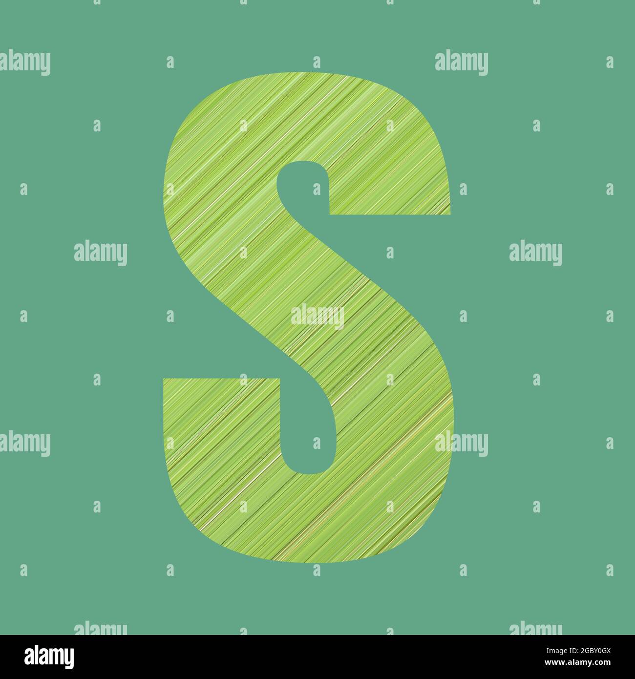 Alphabet letters of shape S in green pattern style on pastel green ...