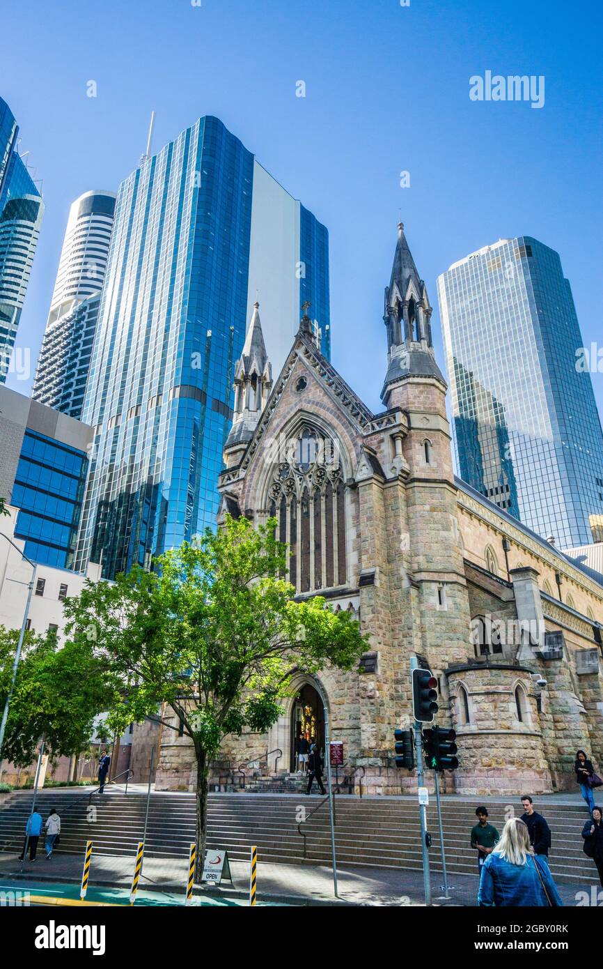 gothic revival Cathedral of St Stephen, City of Brisbane, Queensland, Australia Stock Photo