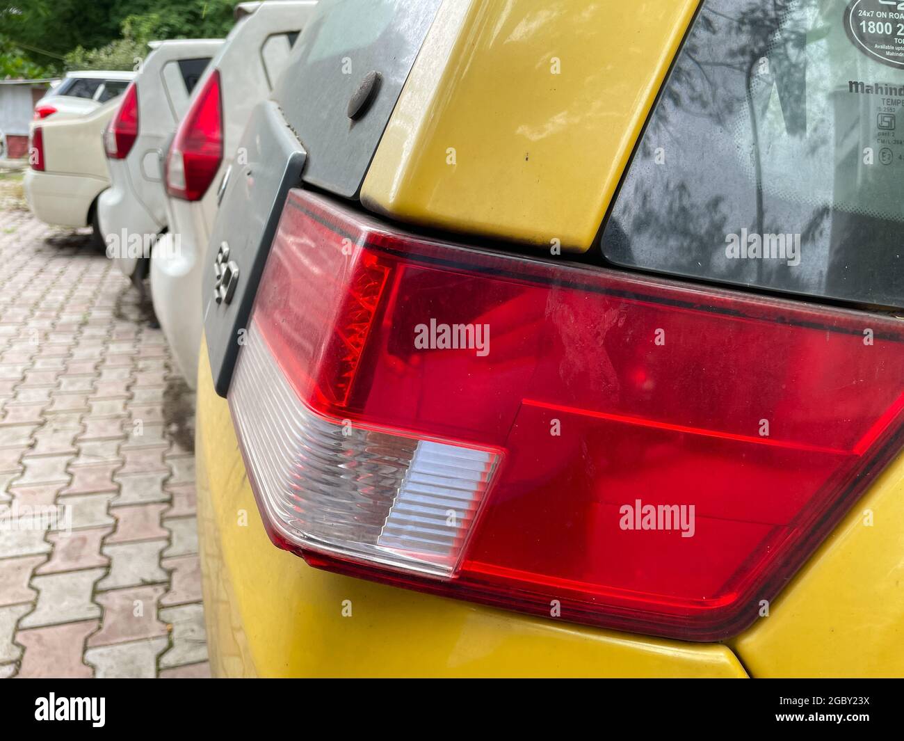 Compact electric cars standing in a row at Pune Maharashtra India on 23 June 2021 Stock Photo