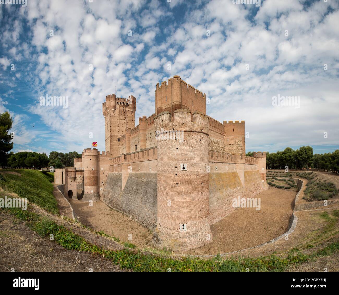 Panoramic view of the castle of La Mota, located in the Spanish town of Medina del Campo. Stock Photo