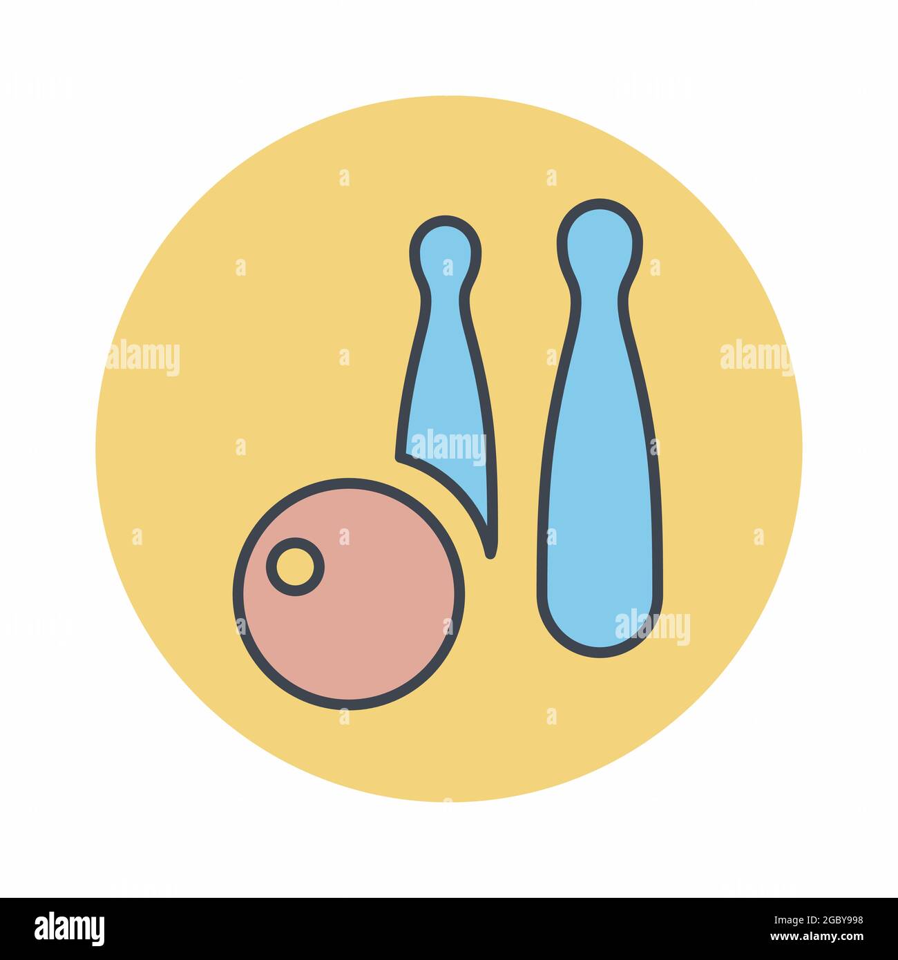 Vector Graphic of Bowling - Colour Mate Style - outline style design.Vector graphic illustration. icon for website design.Editable stroke Stock Vector