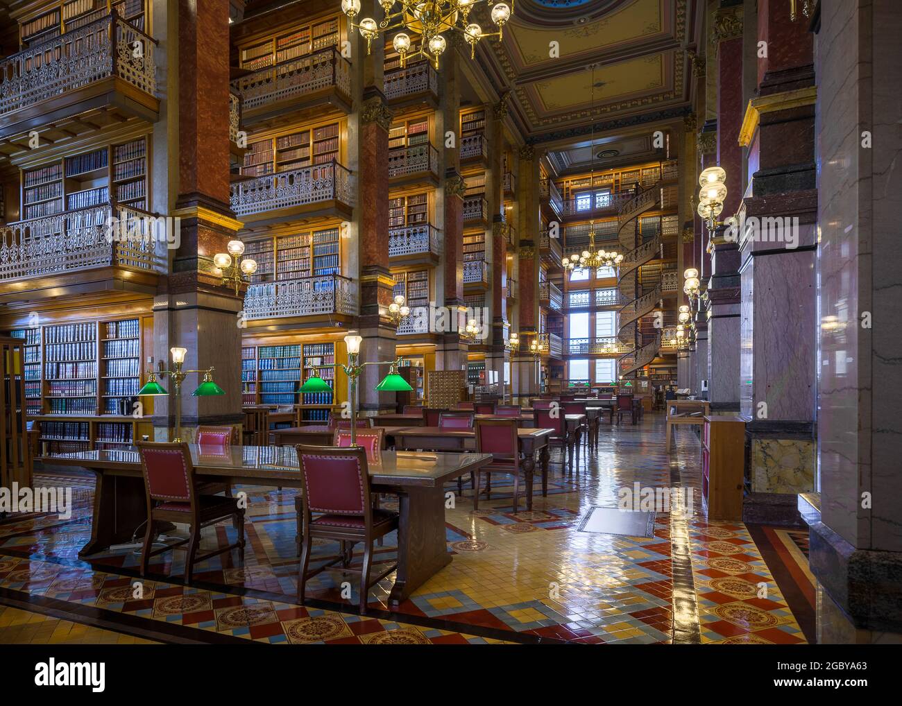 Interior of the historic State Law Library at the Iowa State Capitol at ...