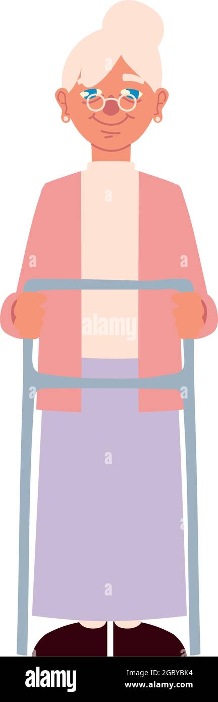 grandma with paddle walker Stock Vector Image & Art - Alamy