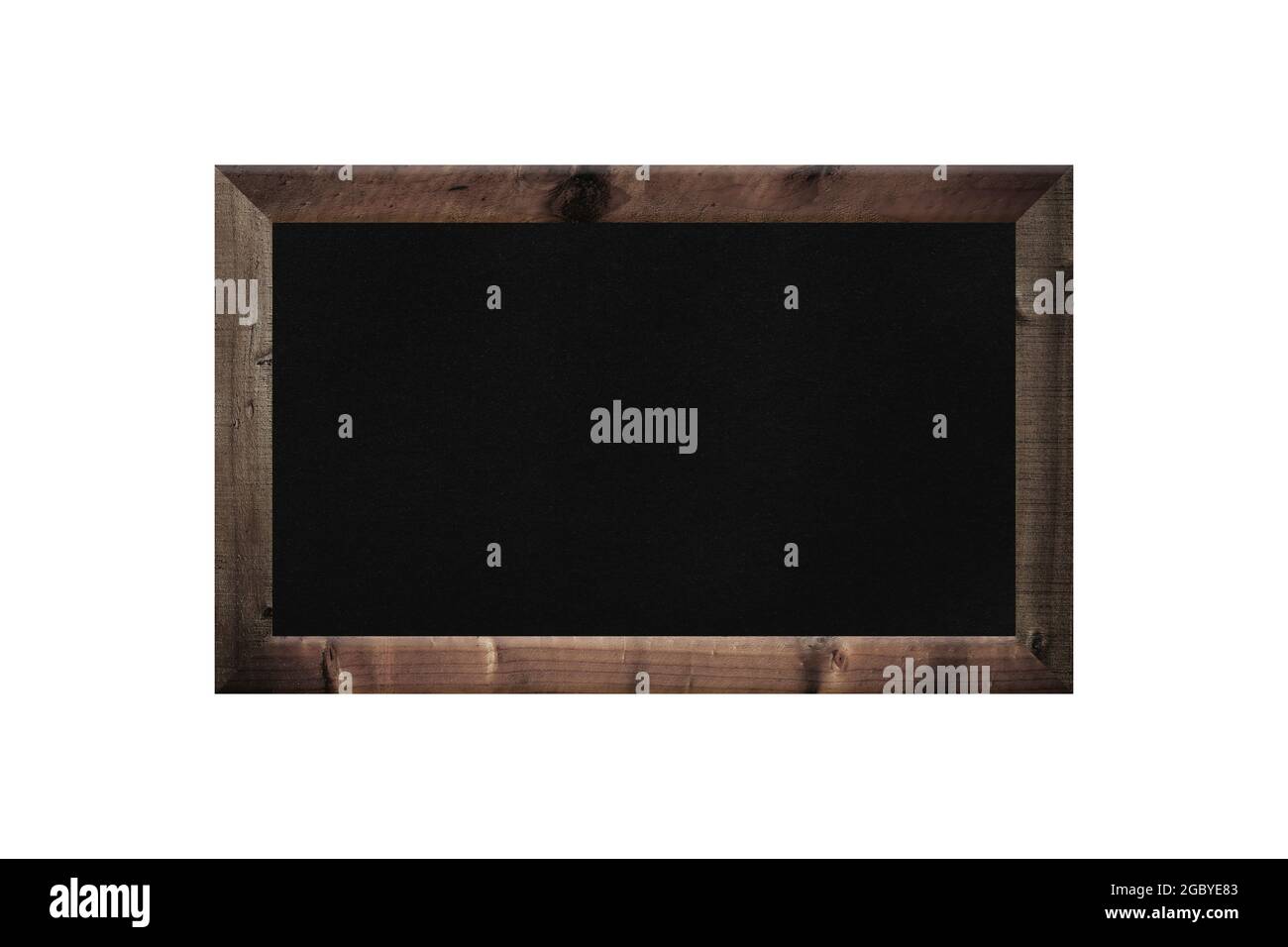 Wooden frame of the blackboard isolated on white background and have copy space. Stock Photo