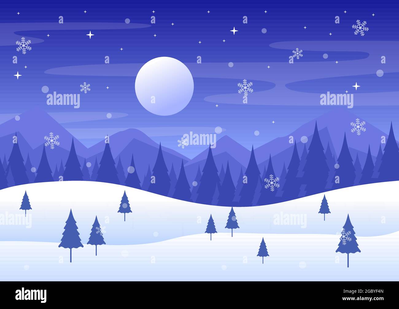Christmas Winter Landscape and New Year Background Vector Illustration ...