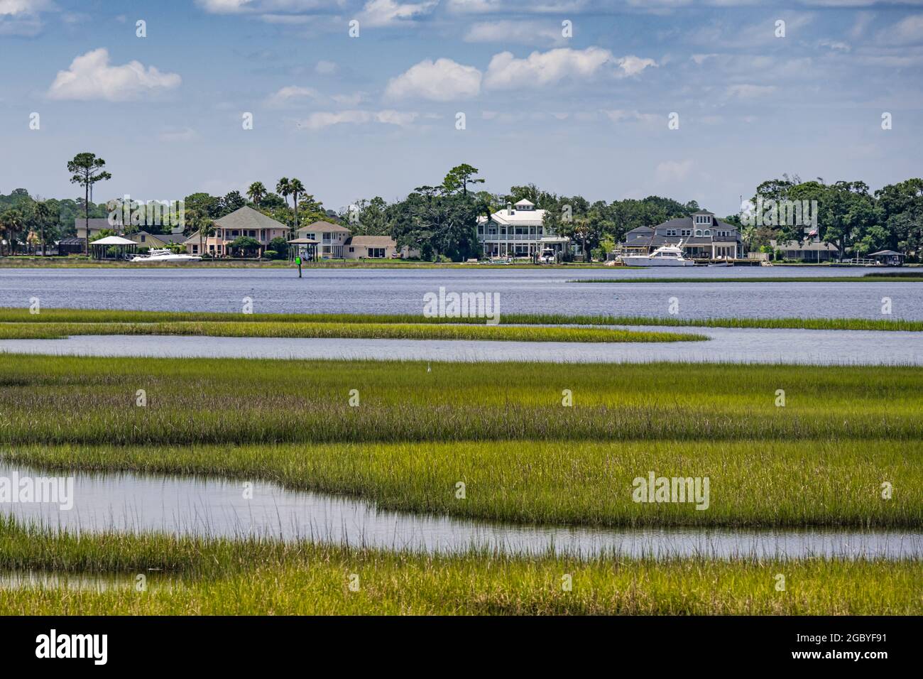 Waterfront homes on the Intracoastal Waterway in Jacksonville, Florida. (USA) Stock Photo