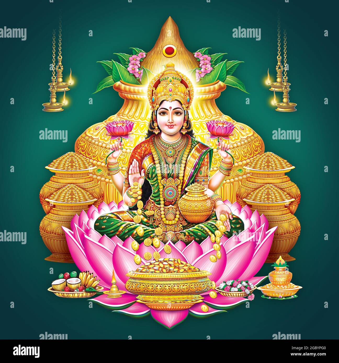 Trending New Gorgeous Hindu god Lakshmi fine painting arts Stock Photo -  Alamy