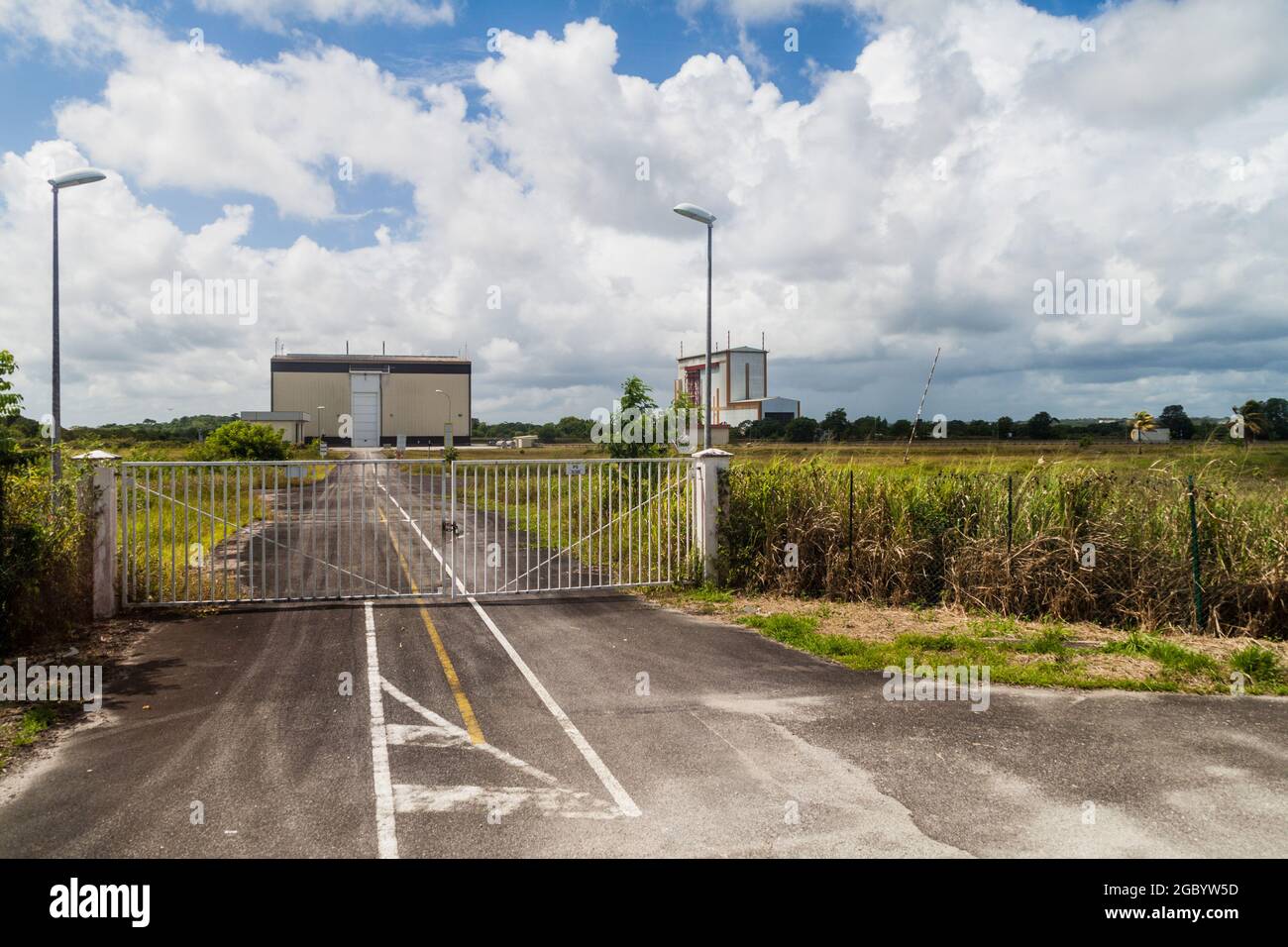One of entrances to Centre Spatial Guyanais (Guiana Space Centre) in Kourou, French Guiana Stock Photo
