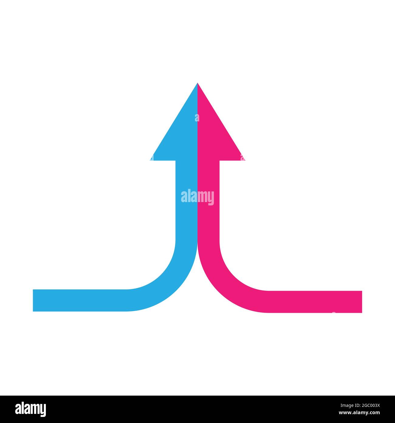 two arrows merging icon vector  collaboration, partnership, alliance, joining and growth concept for graphic design, logo, web site, social media, mob Stock Vector