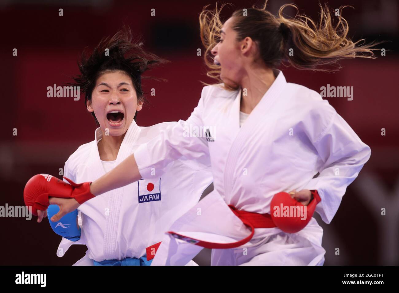 Tokyo 2020 Olympics - Karate - Women's -61kg Kumite - Pool A - Nippon  Budokan, Tokyo, Japan - August 6, 2021. Mayumi Someya of Japan in action  against Claudymar Garces of Venezuela. REUTERS/Carl Recine Stock Photo -  Alamy