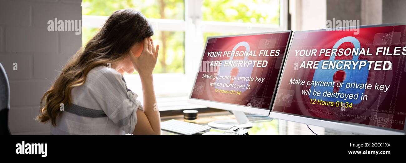Ransomware Malware Attack. Business Computer Hacked. Ransom Breach ...